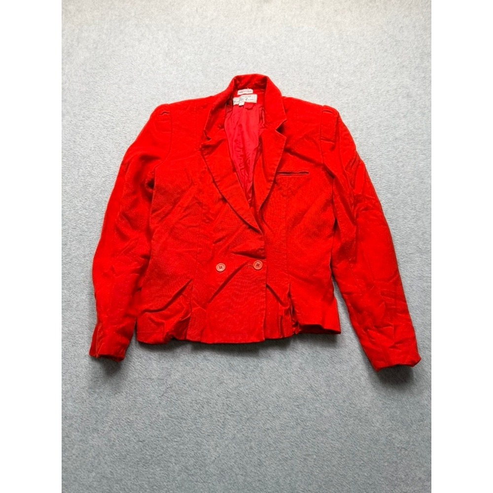 Vintage Saks Fifth Avenue Red Double Breasted Blazer Jacket Size 10 Korea